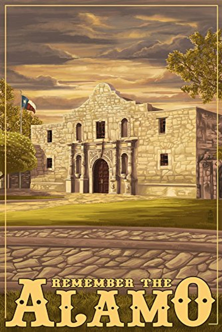 San Antonio  Texas - The Alamo Sunset  9x12 Art Print  Wall Decor Travel Poster San Antonio  Texas - The Alamo Sunset  9x12 Art Print  Wall Decor Travel Poster