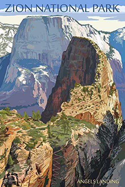 Zion National Park  Utah - Angels Landing  9x12 Art Print  Wall Decor Travel Poster