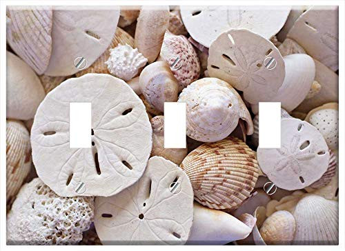 Switch Plate Triple Toggle - Shells Beach Seaside Sand Dollars Sea Summer Sand
