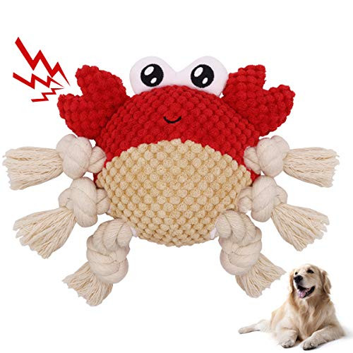 ACKMIOXY Dog Plush Toys Dog Chew Toys Pet Squeaky Toys  Interactive Stuffed Chewing and Durable Rope Toys for Puppy Small Medium Large Dogs Reducing Boredom  Crab