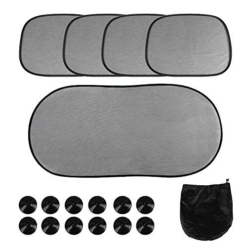 BIGTREE 5 Pack Car Sun Shade for Side and Rear Window UV Protection Rear Side Window Sunshade Mesh Back Car Window Visor with Suction Cup Blocks Glare and UV Rays Sun Protector