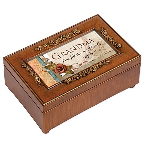 Grandma Rich Walnut Finish Petite Jewelry Music Box - Plays Wind Beneath My Wings