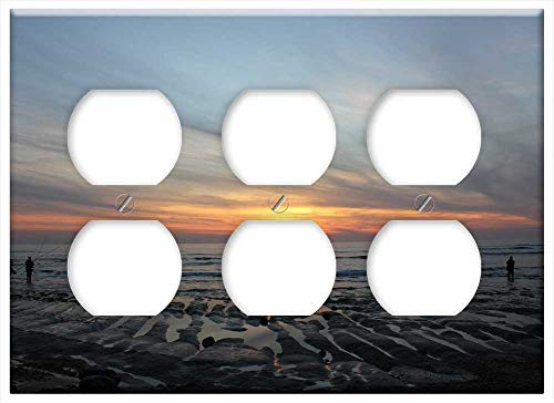 Triple Duplex Outlet Wall Plate Cover - Cadiz Spain Nature Water Sunset Sky Sea Sun