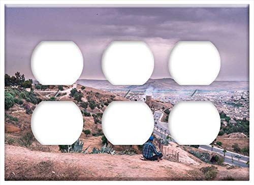 Triple Duplex Outlet Wall Plate Cover - Sky Africa Morocco Nature Landscape Travel