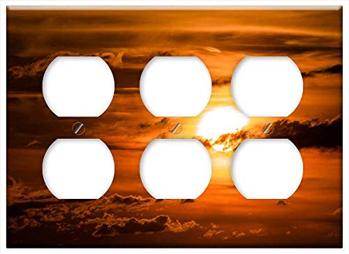 Triple Duplex Outlet Wall Plate Cover - Sun Setting Sun Sunset Abendstimmung Evening Sky Triple Duplex Outlet Wall Plate Cover - Sun Setting Sun Sunset Abendstimmung Evening Sky