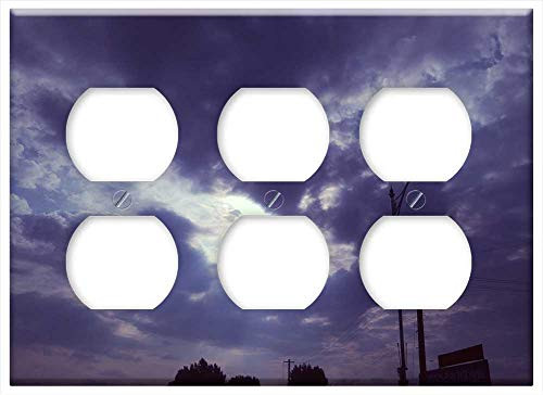 Triple Duplex Outlet Wall Plate Cover - Cloud Sky In The Evening Glow Sunshine Sea Solar Triple Duplex Outlet Wall Plate Cover - Cloud Sky In The Evening Glow Sunshine Sea Solar