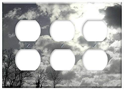 Triple Duplex Outlet Wall Plate Cover - Clouds Sun Sky Trees Nature Landscape Harmony