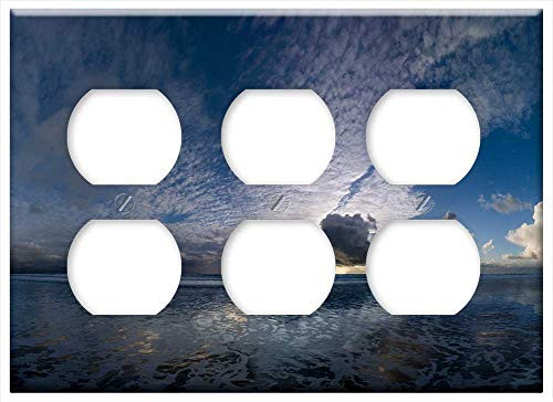 Triple Duplex Outlet Wall Plate Cover - Sunset Clouds Blue Cloudscape Sky Landscape Triple Duplex Outlet Wall Plate Cover - Sunset Clouds Blue Cloudscape Sky Landscape