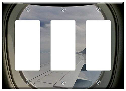 Switch Plate Triple Rocker GFCI - Window Window Seat Aircraft View Fly Travel Sky 1