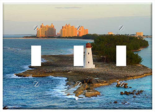 Switch Plate Triple Toggle - Bahamas Lighthouse Caribbean Sea Atlantis Travel