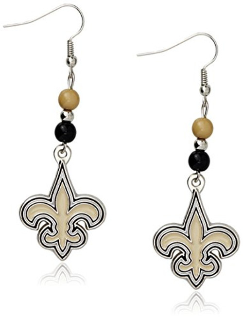 NFL Siskiyou Sports Womens New Orleans Saints Fan Bead Dangle Earrings One Size Team Color NFL Siskiyou Sports Womens New Orleans Saints Fan Bead Dangle Earrings One Size Team Color