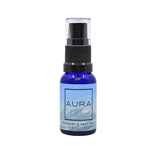 Aura Deodorant and Body Spray - Natural Deodorant for Men and Women - Aluminum and Paraben Free - Vegan  Plant Based Ingredients - Palo Santo and Lavender  Travel Size  15ml
