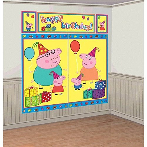 Peppa Pig Kids Party Scene Setter Wall Decorations Kit - Kids Birthday and Party Supplies Decoration