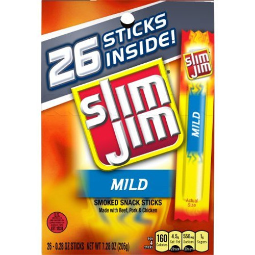 Slim Jim Smoked Meat Sticks Mild 0.28 Oz 26-Count Slim Jim Smoked Meat Sticks Mild 0.28 Oz 26-Count