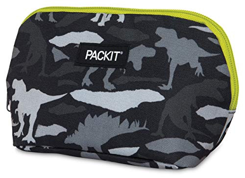 PackIt Freezable Reusable Snack Bag  Dino Camo Charcoal  PKO-SN-DCC