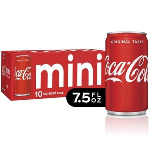 Coca Cola Original Coke Taste Soda Mini-Cans Soft Drink - 10 Pack  7.5 oz