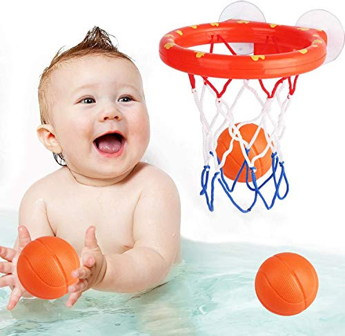 cftaro Toddler Bath Basketball Hoop Toys Balls Set  3 Balls plus1 Basketball Rim with Strong Suction Cup Fun Basketball Bath Toys for Little Boys and Girls