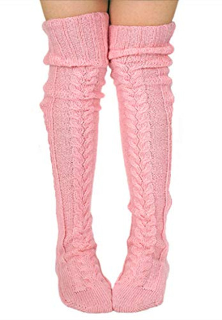 VARWANEO Women Cable Knit Thigh High Socks Over Knee High Long Tube Leg for Warmers Stockings Extra Long Winter Knit Warm Thick Tall Long Boot Stockings Leg Warmers Pink VARWANEO Women Cable Knit Thigh High Socks Over Knee High Long Tube Leg for Warmers Stockings Extra Long Winter Knit Warm Thick Tall Long Boot Stockings Leg Warmers Pink