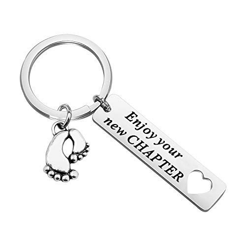 AKTAP Mommy to Be Gift New Parents Gift Enjoy Your Chapter Keychain First Time Mom Gift Pregnancy Announcement Gifts with Baby Footprint Charm  Pregnancy Announcement Keychain