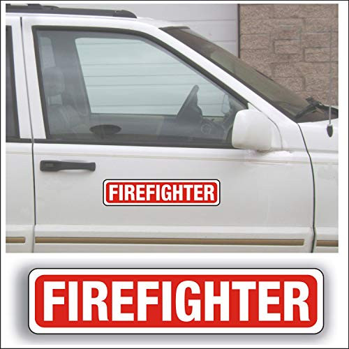 Magnet Magnetic Sign - Firefighter for Emergency  Fireman  First Responder  Volunteer Car Truck Or Vehicle - 3 x 14 inch Block Sold as Each  Be Sure Surface is Steel