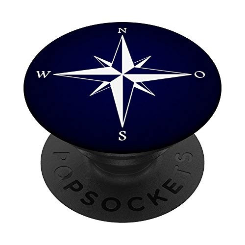 Compass Nautical Navigation Vintage Map Blue Ocean Travel PopSockets Grip and Stand for Phones and Tablets