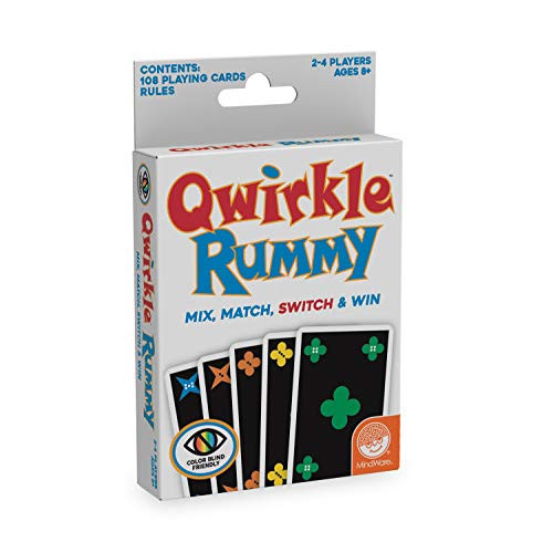 MindWare Qwirkle Rummy Color Blind-Friendly Edition Easy to Play for Color-Vision-impairedFamily Favorite Card Game Twist on Qwirkle  Fun Brain Challenge  Kids  and  Adults Strategy  2-4 Players