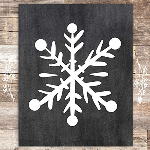 Snowflake Chalkboard Christmas Art Print - Unframed - 8x10