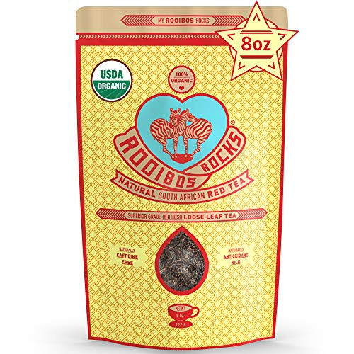 Rooibos Tea Immune Support Loose Leaf - 8 oz USDA Organic Non GMO Naturally Caffeine Free South African Red Bush Herbal Tea Bulk By Rooibos Rocks 8oz - Feel the Goodness and boost your immunity Rooibos Tea Immune Support Loose Leaf - 8 oz USDA Organic Non GMO Naturally Caffeine Free South African Red Bush Herbal Tea Bulk By Rooibos Rocks 8oz - Feel the Goodness and boost your immunity