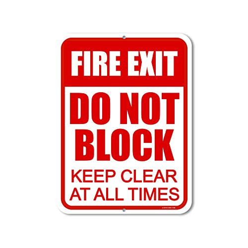 Honey Dew Gifts Exit Sign  Fire Exit Do Not Block 9 inch by 12 inch Metal Aluminum Door Sign  Made in USA