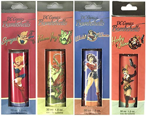 Marmol  and  Son DC Comics Bombshells Supergirl  Wonder Woman  Poison Ivy  Harley Quinn - Eau De Toilette Spray 30ml each  All Dc Comic Bombshell Spray