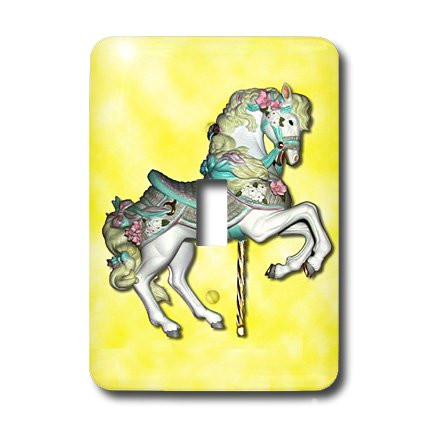 3dRose lsp_1187_1"Carousel Horse In Yellow" Single Toggle Switch