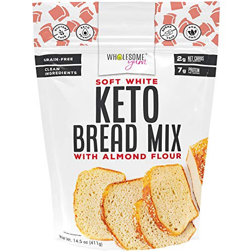 Wholesome Yum White Keto Bread Mix 2g Net Carbs - Low Carb Almond Flour Bread Mix 14.5 oz - Non GMO Gluten-Free Grain-Free Wholesome Yum White Keto Bread Mix 2g Net Carbs - Low Carb Almond Flour Bread Mix 14.5 oz - Non GMO Gluten-Free Grain-Free