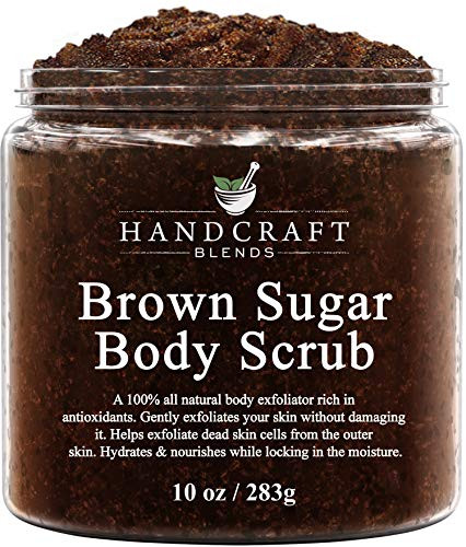 Handcraft Brown Sugar Body  and  Face Scrub - All Natural - Great as a Hand and Foot Scrub - for Cellulite  Stretch Marks  and Varicose Vein - 10 oz