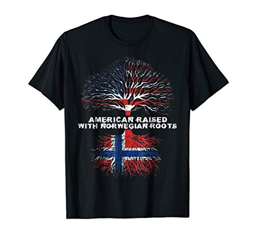 American Raised with Norwegian Roots Norway T-Shirt American Raised with Norwegian Roots Norway T-Shirt