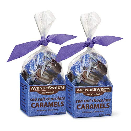 AvenueSweets - Handcrafted Individually Wrapped Soft Caramels - 2 x 5.2 oz Boxes  Sea Salt Chocolate