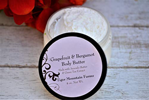 All Natural Whipped Body Butter   Grapefruit  and  Bergamot Scented Lotion Made with Avocado Butter   Lotion for Eczema and Dry Skin   4 oz jar