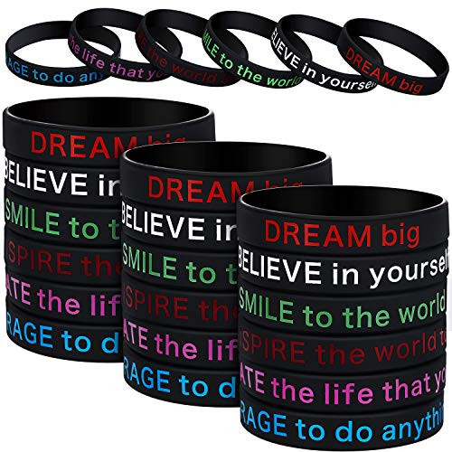 48 Pieces Silicone Bracelets Black Inspirational Silicone Wristbands Motivational Rubber Stretch Bracelets for Men Women 48 Pieces Silicone Bracelets Black Inspirational Silicone Wristbands Motivational Rubber Stretch Bracelets for Men Women