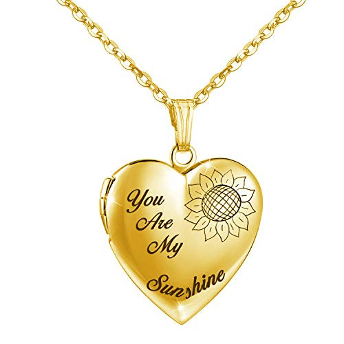 You are My Sunshine Necklace Sunflower Locket Necklace that Holds Pictures Heart Locket Pendant Gifts for Girls Gold Sunflower locket You are My Sunshine Necklace Sunflower Locket Necklace that Holds Pictures Heart Locket Pendant Gifts for Girls Gold Sunflower locket