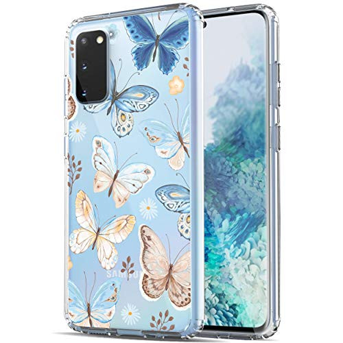 RANZ Galaxy S20 Case  Anti-Scratch Shockproof Series Clear Hard PC plus TPU Bumper Protective Cover Case for Samsung Galaxy S20  6.2 inch   Does NOT fit S20 FE  - Butterflies