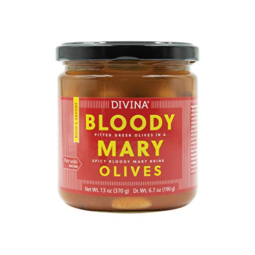 Divina Bloody Mary Pitted Greek Olives  13 Ounce Net Weight