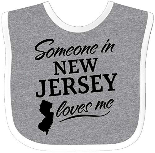 Inktastic Someone in New Jersey Loves Me Baby Bib Heather White Inktastic Someone in New Jersey Loves Me Baby Bib Heather White