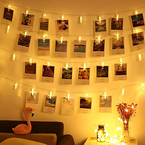 Magnoloran 40 LED Photo Clip String Lights Battery Powered Fairy Twinkle Lights Wedding Party Christmas Home Decor Lights for Hanging Photos Pictures Cards Artwork 14 Feet Warm White Magnoloran 40 LED Photo Clip String Lights Battery Powered Fairy Twinkle Lights Wedding Party Christmas Home Decor Lights for Hanging Photos Pictures Cards Artwork 14 Feet Warm White