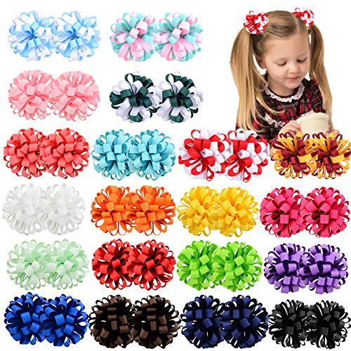 40pcs 20Colors Hair Bows for Girls 3Inch Mix Grosgrain Ribbon Bows Girls Hair Bows Alligator Clip Hair Accessories Hair Ribbons for Girls toddler Kids Teens Children