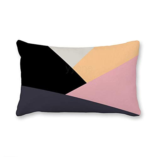VinMea Decorative Lumbar Pillow Covers Cotton Modern Geometric Color Block Pattern Throw Pillow Covers 12x20 Inch for Sofa
