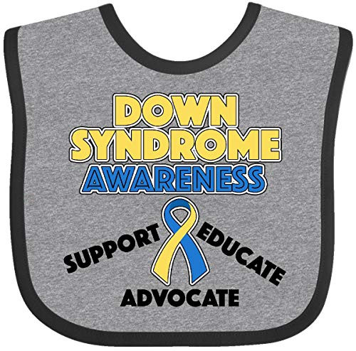 Inktastic Down Syndrome Awareness Support  Baby Bib Heather and Black 291b6 Inktastic Down Syndrome Awareness Support  Baby Bib Heather and Black 291b6