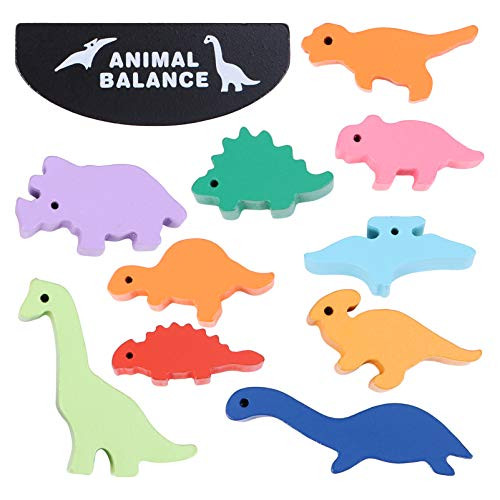 Toyvian Dinosaur Balance Building Blocks Wooden Blocks Game Balancing Toy Stacking Toy Kids Educational Toy