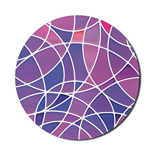 Ambesonne Abstract Mouse Pad for Computers  Contemporary Graphic Art Print with Vibrant Color Blocks and Wavy Lines  Round Non-Slip Thick Rubber Modern Gaming Mousepad  8 inch Round  Violet Pink and Blue