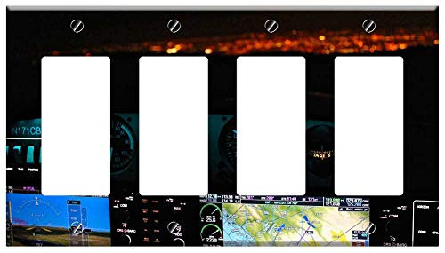 Switch Plate 4 Gang Rocker GFCI - Airplane Airline Aircraft Travel Trip Pilot Deck