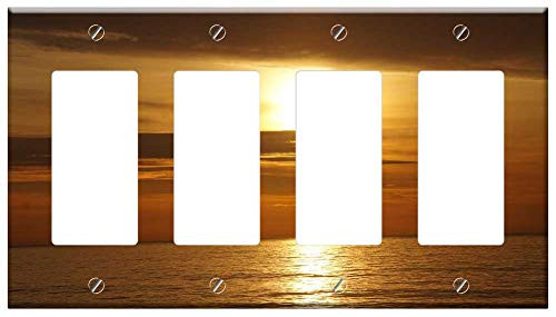 Switch Plate 4 Gang Rocker GFCI - Sunset Beach New Jersey Sky Beach Sunset Sea