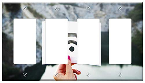 Switch Plate 4 Gang Rocker GFCI - Signal Travel Landscape Stencil Network Wireless